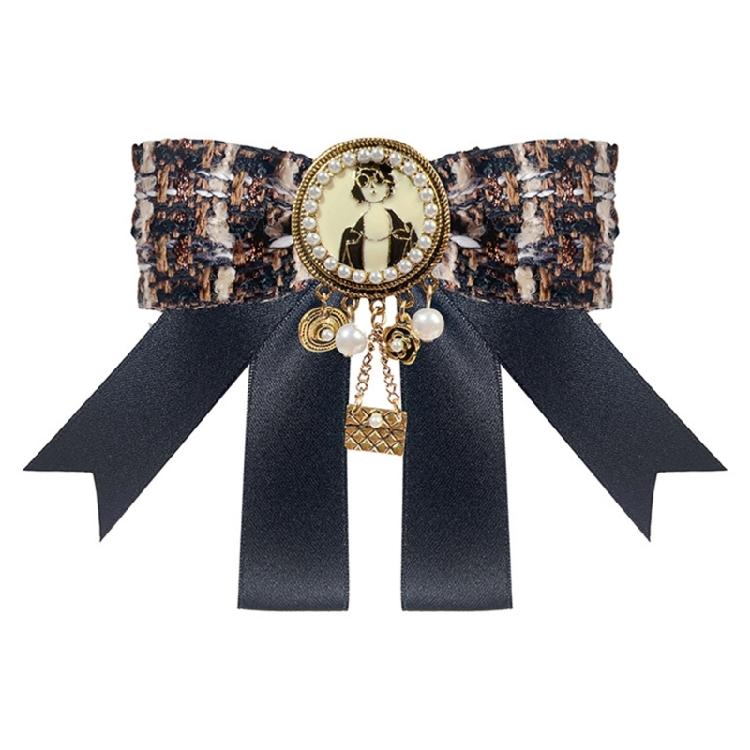 Lightweight Alloy Ribbon Brooch Pin Bowtie Vintage British Charm Corsage Pin For Outerwear Travel Outfits