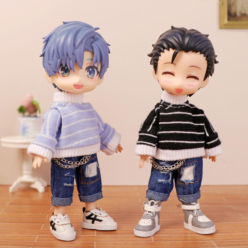 Ob11 Bebek Giysileri Çizgili Balıkçı Yaka Kazak BJD Gsc 1/12 Bebek Dekorasyon Aksesuarları Bebek Model Giysileri 12 Nokta