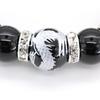 4A prayer silver carving dragon 14mm onyx paulownia box amulet for good natural stone [Sekki] beads, bracelet, included, luck, [b011]
