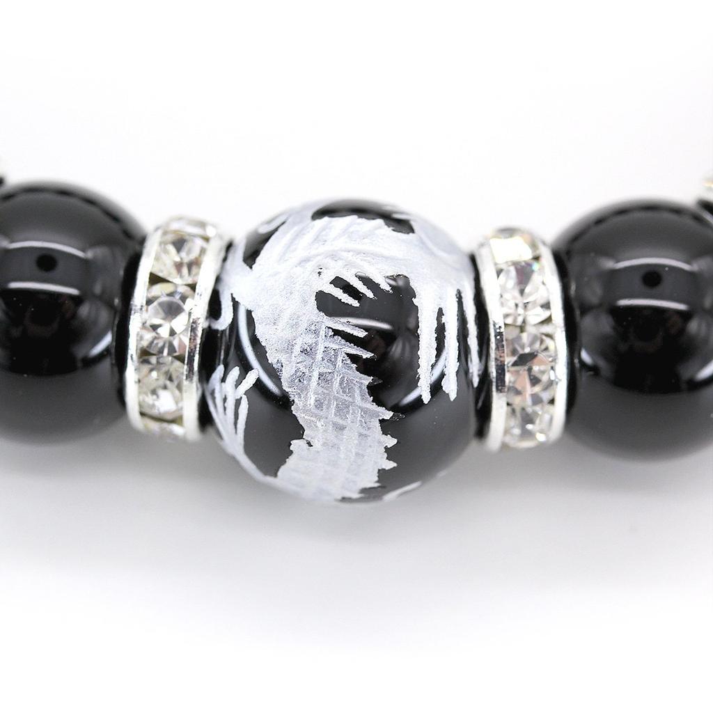 4A prayer silver carving dragon 14mm onyx paulownia box amulet for good natural stone [Sekki] beads, bracelet, included, luck, [b011]