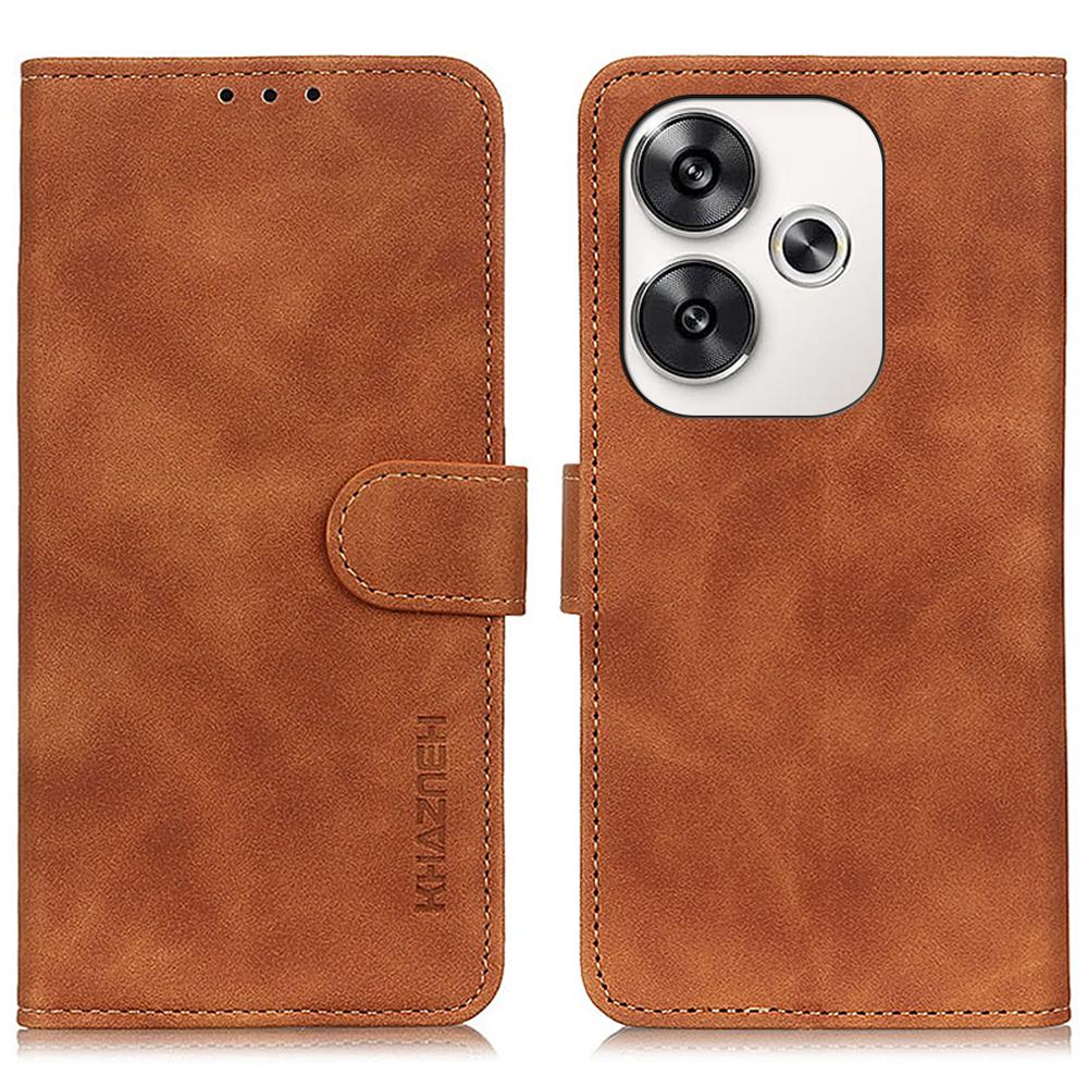 

For Xiaomi Poco F6 5G/Redmi Turbo 3 5G Stand Case Retro Leather Phone Cover with Wallet Brown