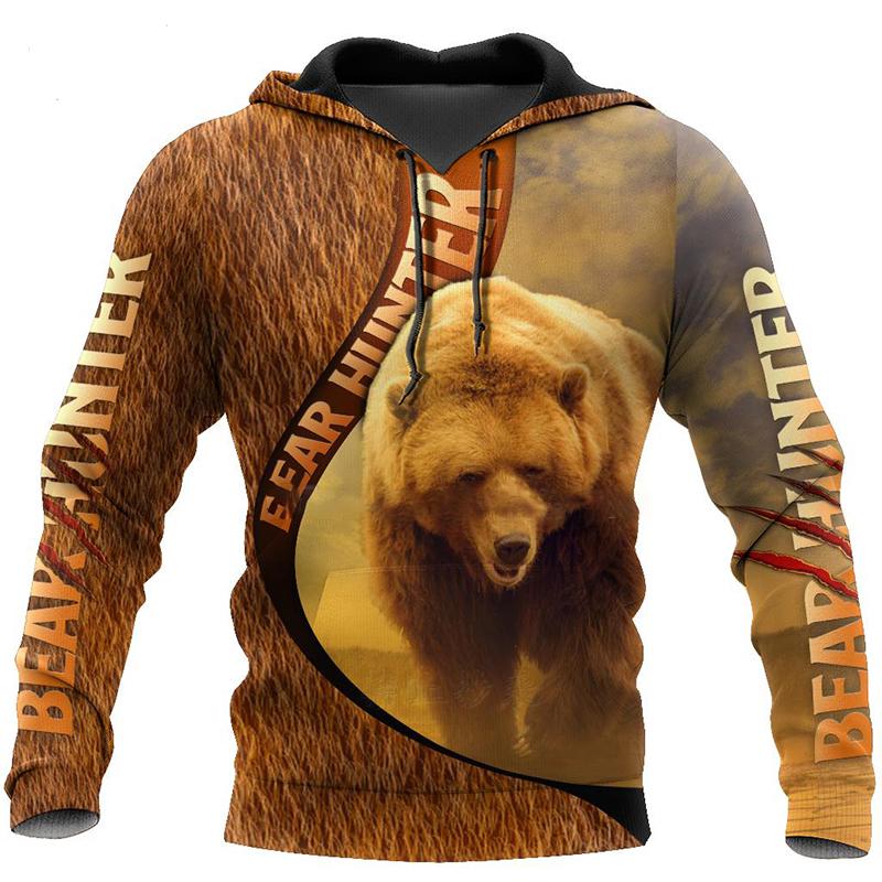Толстовка с капюшоном Bear Hunting 3D Print Hoodies/Sweetshirt для мужчин и женщин — фото 8