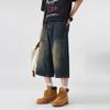 Spring, Summer and Autumn New American Wide-leg Loose Straight Seven-point Casual Denim Pants Men's Trendy MEN
