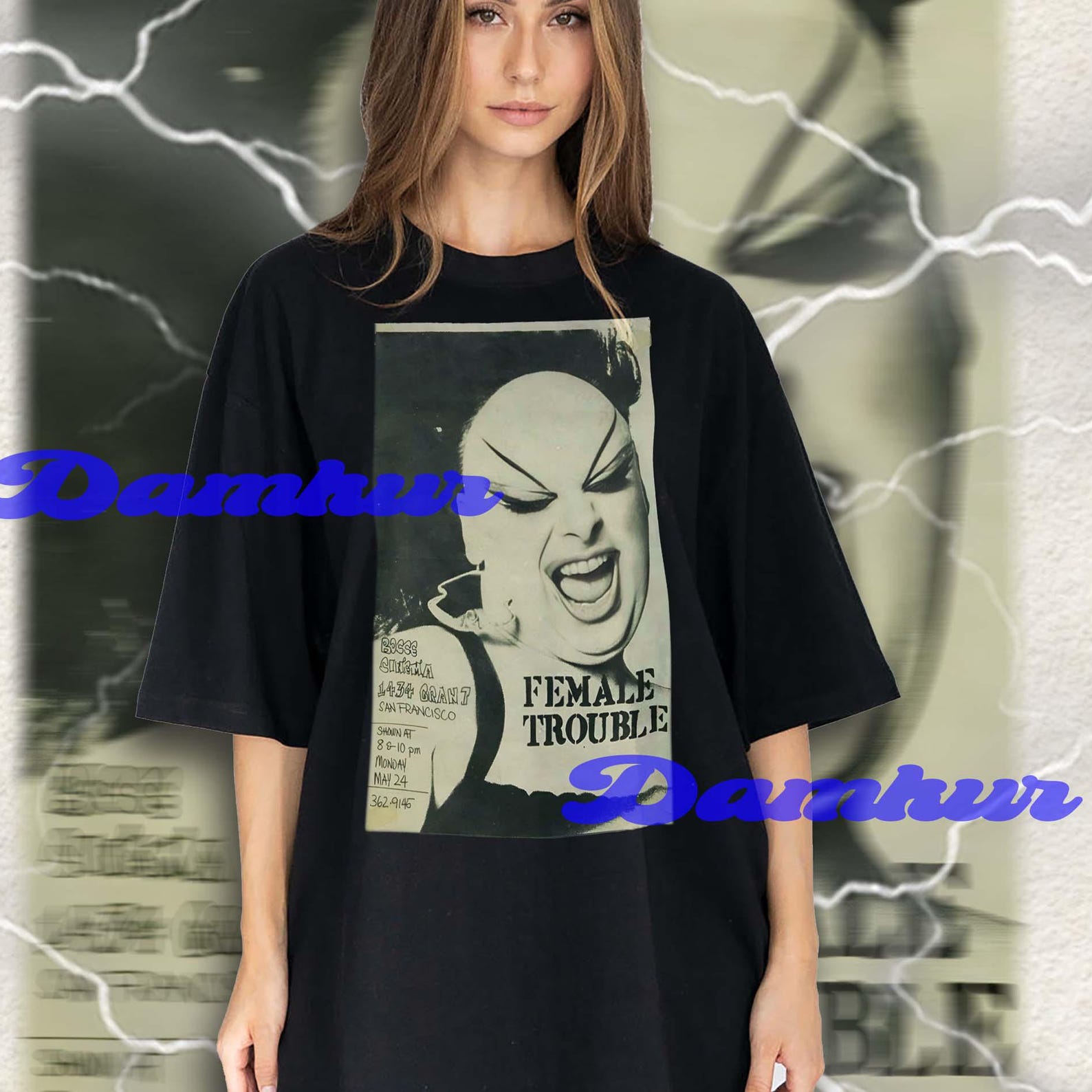 Female Trouble T-Shirt, Divine John Waters Pink Flamingos, Cult Film Tee M