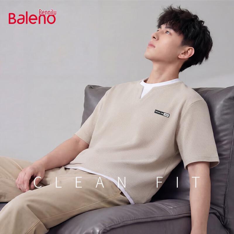 

Baleno Men s Waffle Knit Faux Two-Piece Short Sleeve T-Shirt 3XL