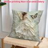 Fairy Floral Butterfly Pillow Cover Faux Embroidery 2D Print Spring Easter Decor Soft Linen Feel For Sofa Bed Living Room Gifts