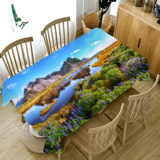 Módní barva Horský ubrus Kuchyň Obdélníkový ubrus Horská řeka Krajina Večeře Svatební dekorace Příslušenství