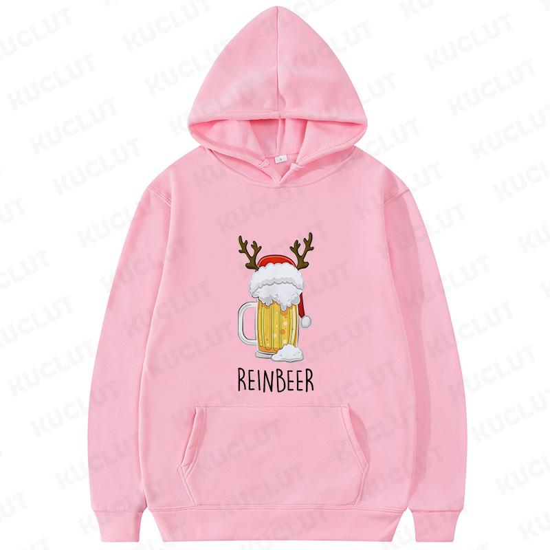 Beer Reindeer Christmas Women's Sweatshirt Drinking Lover Hooded Funny Santa Xmas Graphic Tops Female Pullover Hoodies Outerwear