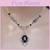 Gothic Rose Victorian Necklace With Black Glass Gem For Women Halloween Accessory