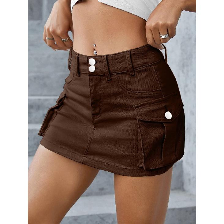 

Новая однотонная юбка-карандаш с низкой посадкой, облегающая, с карманами для женщин XL темно-коричневого