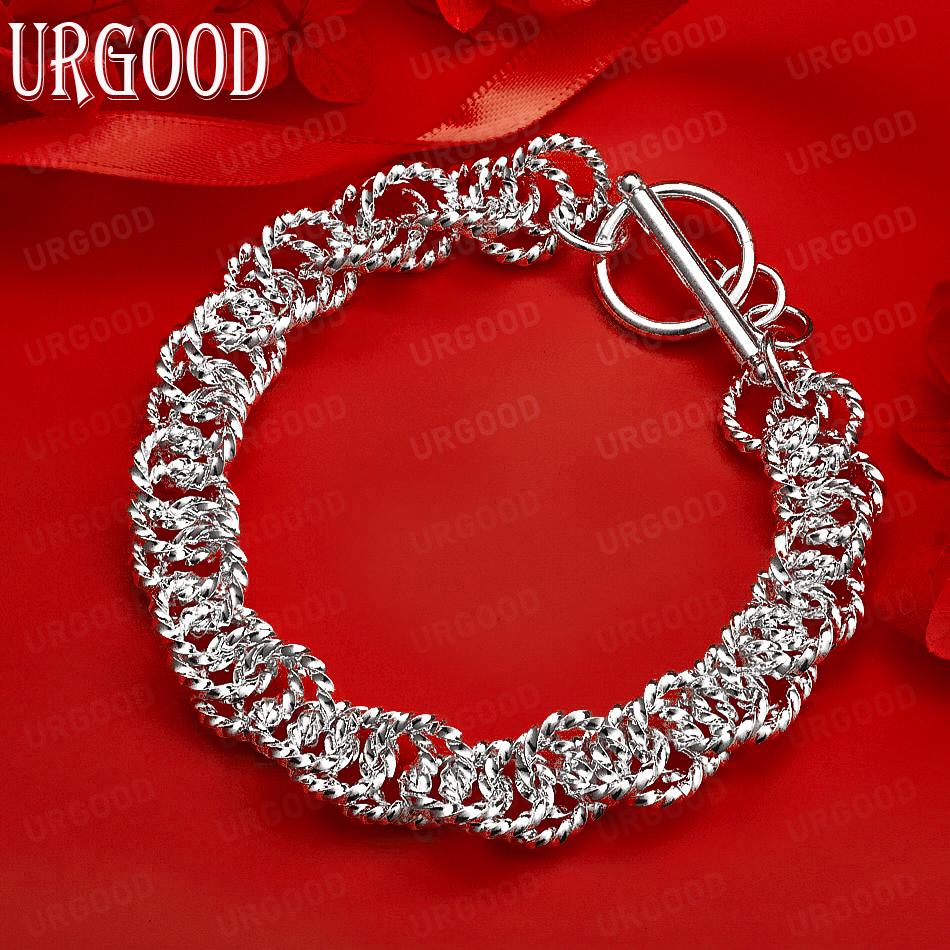 Модный браслет из стерлингового серебра 925 пробы, браслет с несколькими кругами 20CM