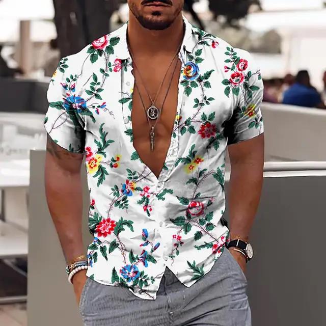 Camicia Comoda da Uomo Albero di Cocco Stampa 3D Hawaiana Spiaggia S-6XLl Manica Corta Top alla Moda Casual