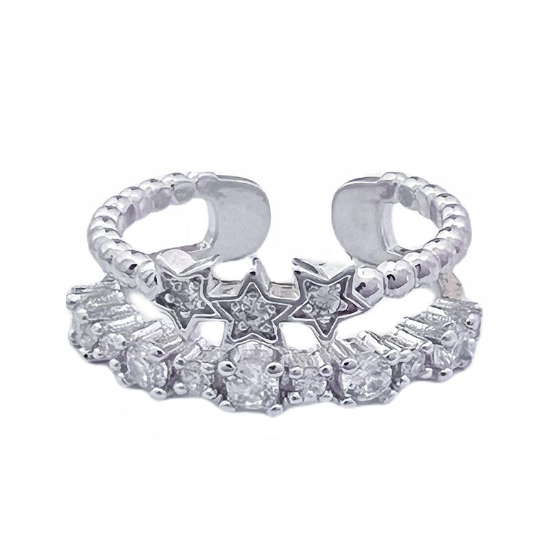 New Product Stacking Suit Women'S Fashion Star Double-Layer Zir*****Pen Ring Simple Fashion Adjustable Ring