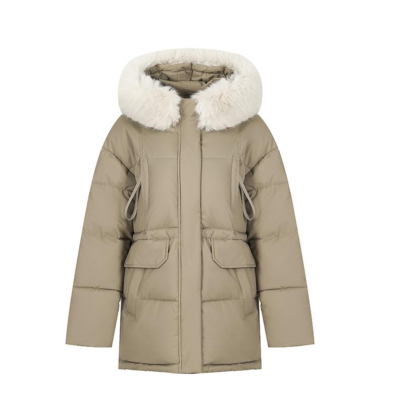 South East Asia down cotton-padded clothes new women's large fur collar cotton-padded jacket slim bread clothing thickened jacket medium and long