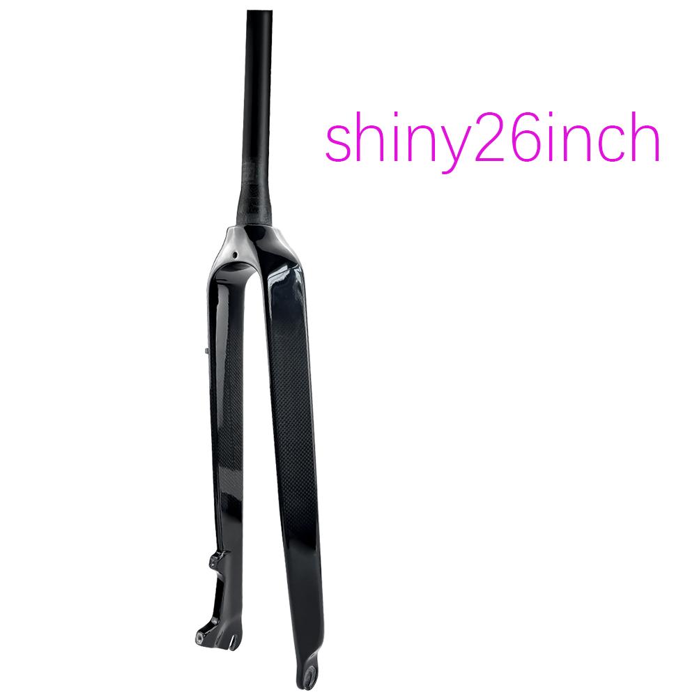 BALUGOE Straight Tapered MTB Bicycle Disc Brake Front Fork  26er 27.5er 29er Matte Shiny 28.6MM Offset 45MM Cycling Accessories Shiny 26in Tapered
