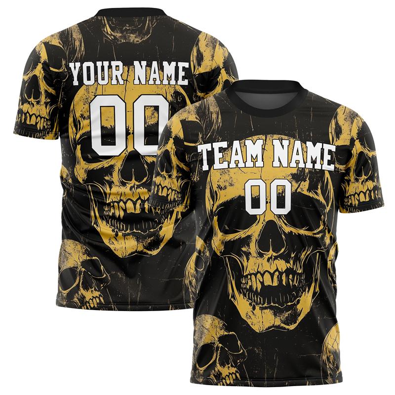 Customized Team Name Number Name Football T-shirts Personalized DIY Skull Graphic Sports T Shirt Loose Quick Dry Team Uniforms S