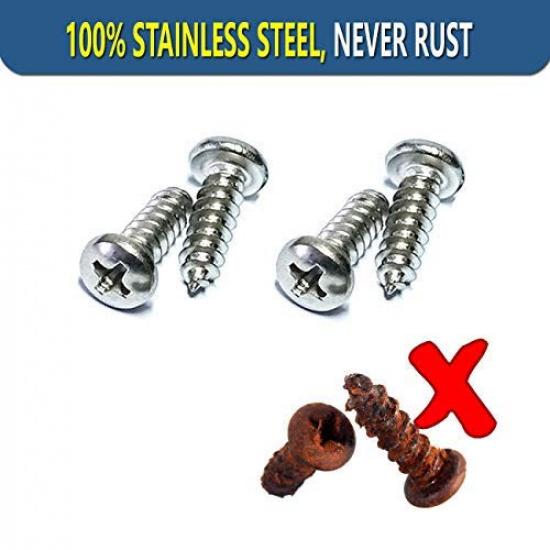 Stainless Steel License Plate Screws-Rust Proof Car Tag Bolts For Fastening Front Or Rear License Plate Frames With Screw Black Caps (M6