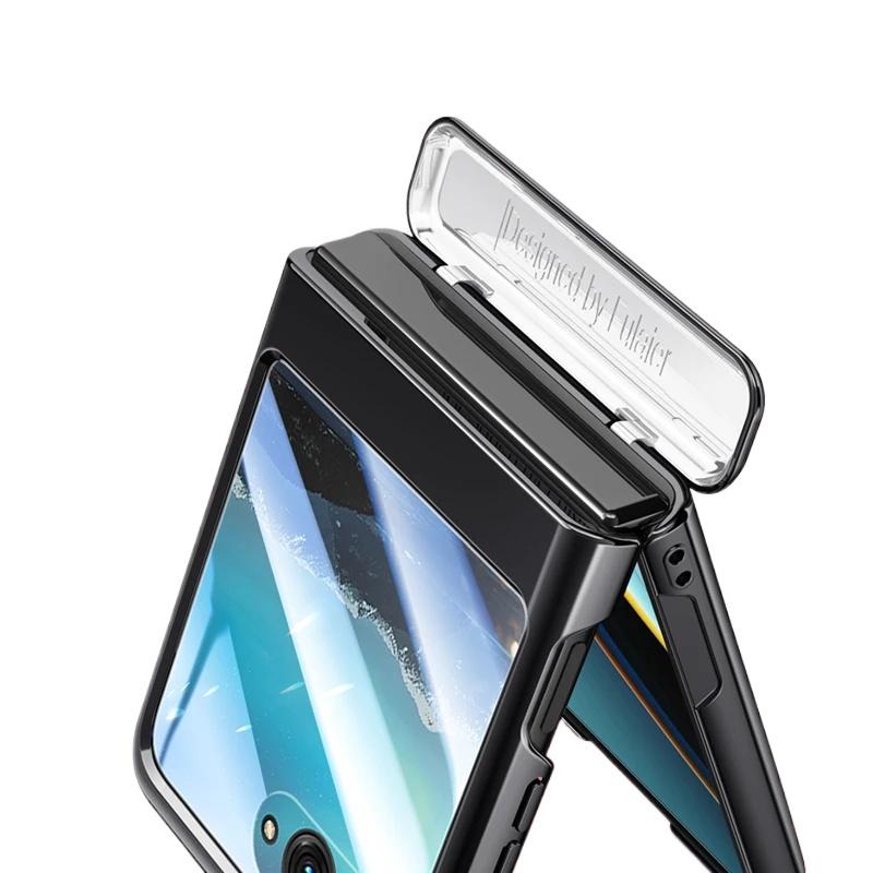 Transparente, galvanisierte, klappbare Scharnierspiegelfolie für Motorola Razr 40 Ultra-Hülle, All-Inclusive-Schutz, stoßfeste Hartabdeckung