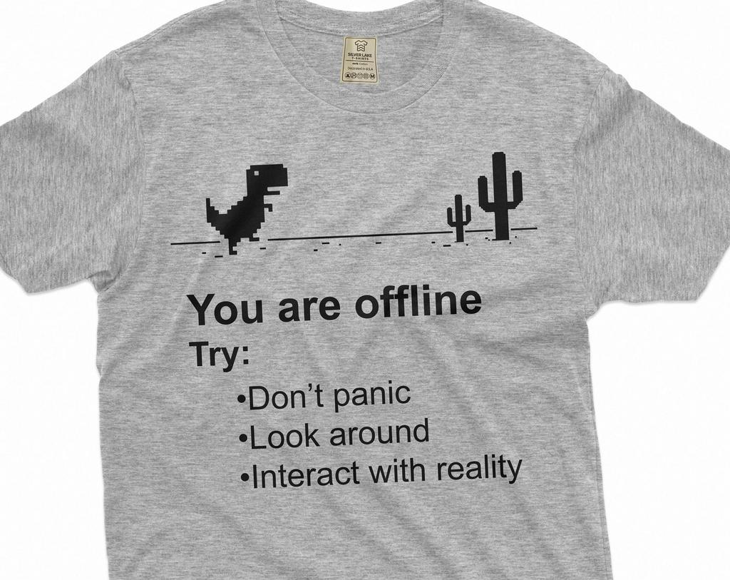 Funny Offline No Internet Tee Shirt Nerd Geek Don't Panic Offline Tee Shirt Birthday Gift IT Computer Nerd Tee Shirt
