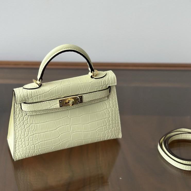 New Leather Handbag Bag, High-gloss Crocodile Pattern Second-generation Hand Carry Mini Shoulder Women's Bag