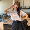 Women Summer Casual Short Sleeve O Neck Fashion Letter Printed Loose T Shirt Top