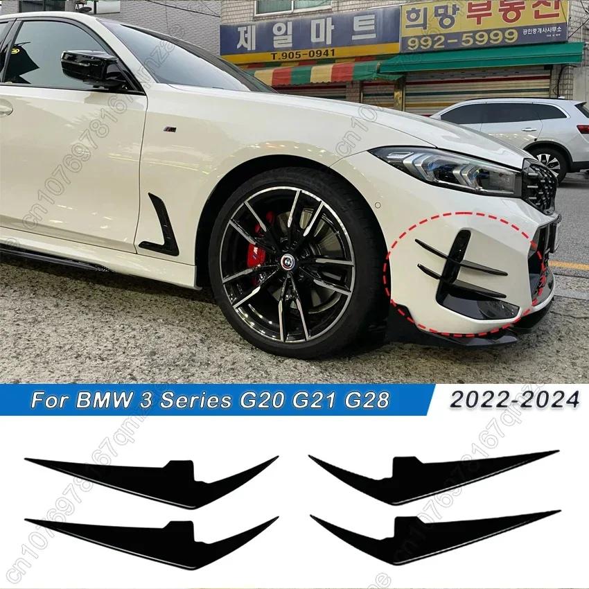 

For BMW G20 G21 318i 320i 330i M340i 2022-2025+ LCI M-Sport Car Front Bumper Canards Front Lip Spoiler Splitter Trim Sticker