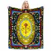 Vintage Style Blanket with Key Symbol, Floral Patterns, and Colorful Design Blanket, Suitable for Use In the Bedroom, Living Room, On the Sofa