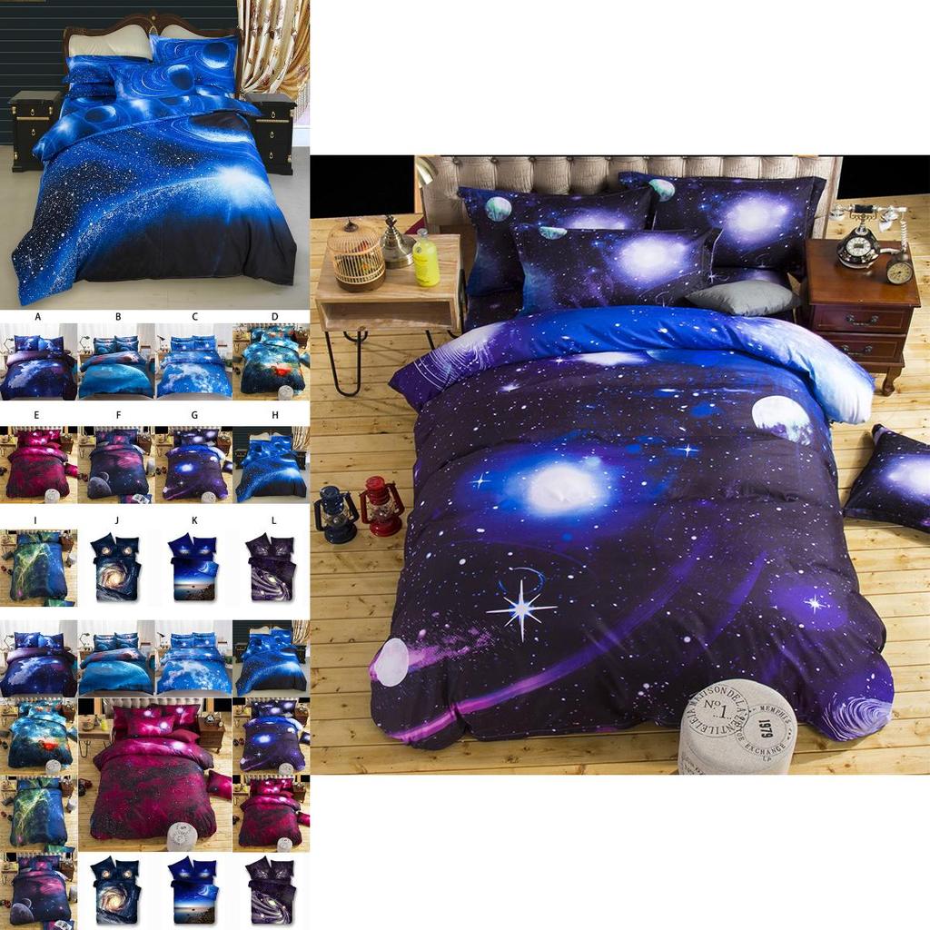 3d Galaxy Duvet Cover Pillow Case Quilt Cover Bedding Set Vibrant Color All Sizes