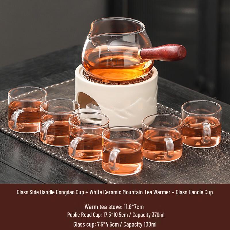 White Pottery Mountain Tea Warmer Set