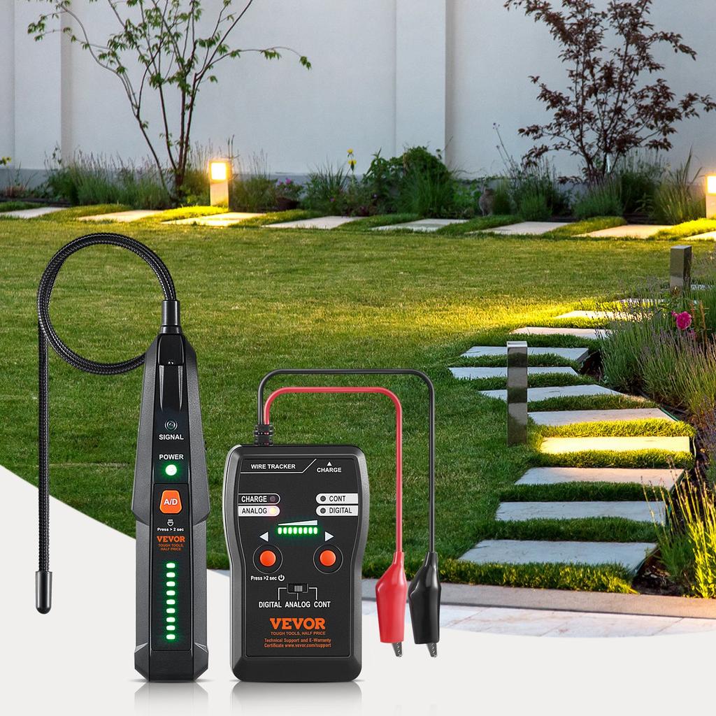 VEVOR Subterranean Wire Locator, Up To 6.5 FT Detection Depth, Earphone-Included Cable Tracer and Break Detector, 3280 FT Detection Range