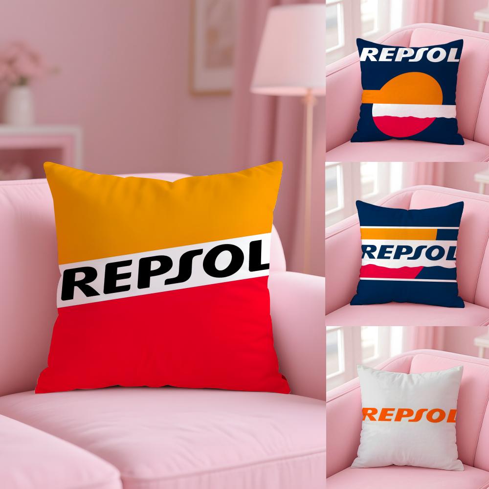 Pikpaka Cute Pink R-Repsol Petrleos Cushion Cover Plush Fabric Soft Double-Sided Printed Sofa Warm Winter Home Gift Pillow Cover