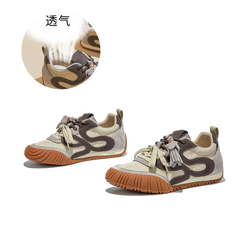 Leather German training shoes women's 2025 autumn new platform women's shoes sports commuting versatile Forrest Gump shoes casual dad shoes