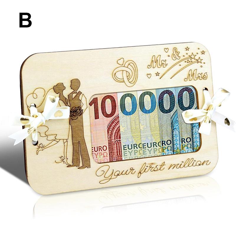 

Деревянный кошелек-подставка для денег Ваш первый миллион Органайзер для наличных Деревянное изделие Подарок на День святого Валентина Подарок на день рождения Свадебный подарок