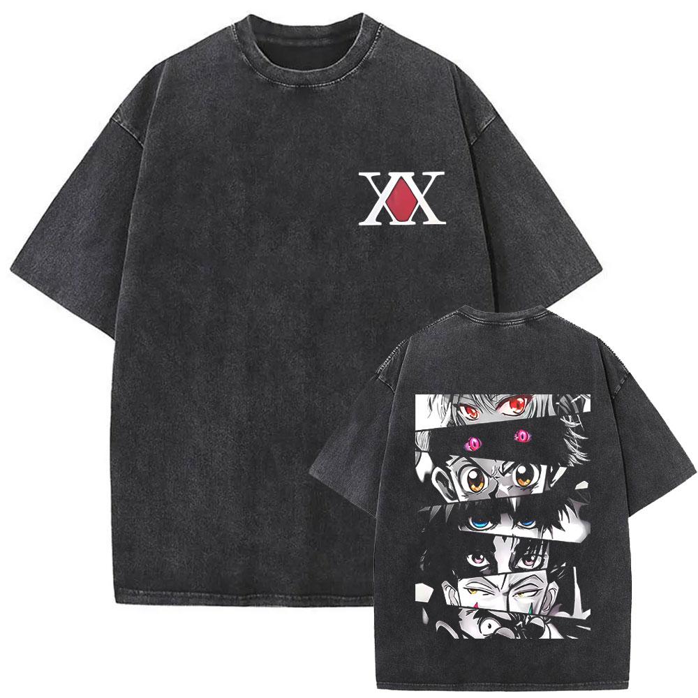 Anime Hunter X Hunter Vintage Washed Tshirt Phantom Troupe Spider Chrollo Lucilfer Merch T Shirt Men Women Manga Retro Tshirts
