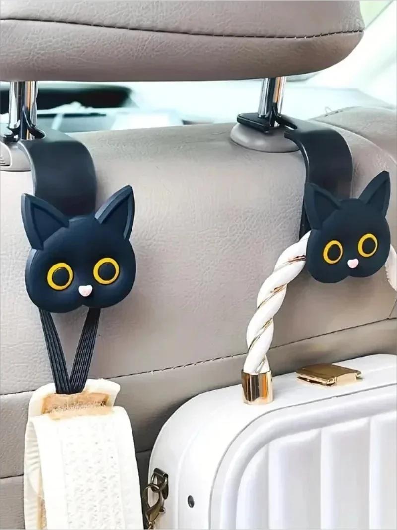 

Cute Cartoon Cat Car Seat Headrest Hook - Universal Vehicle Storage Organizer for Handbags, Wallets, and Jackets - Cute Ca