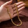 European Stainless Steel Hip Hop Bracelet & Necklace Set with Gold-Plated Zircon Inlay