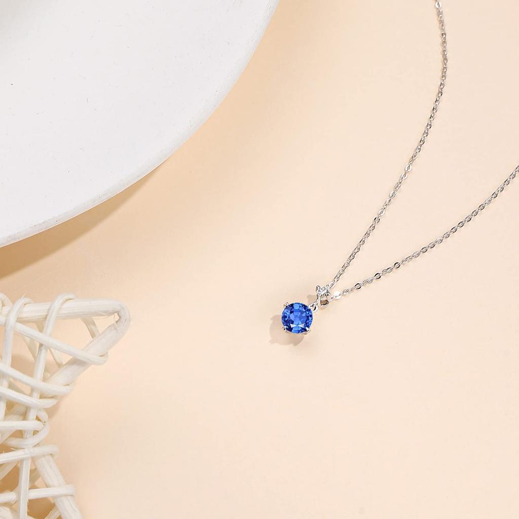 Naszyjnik z platyny z naturalnym diamentem, pojedynczy grudniowy kamień urodzinowy, kołyszący się, rocznicowy, opakowanie na prezent w zestawie [FANCIME] Kobiety, tanzanit, wisiorki,