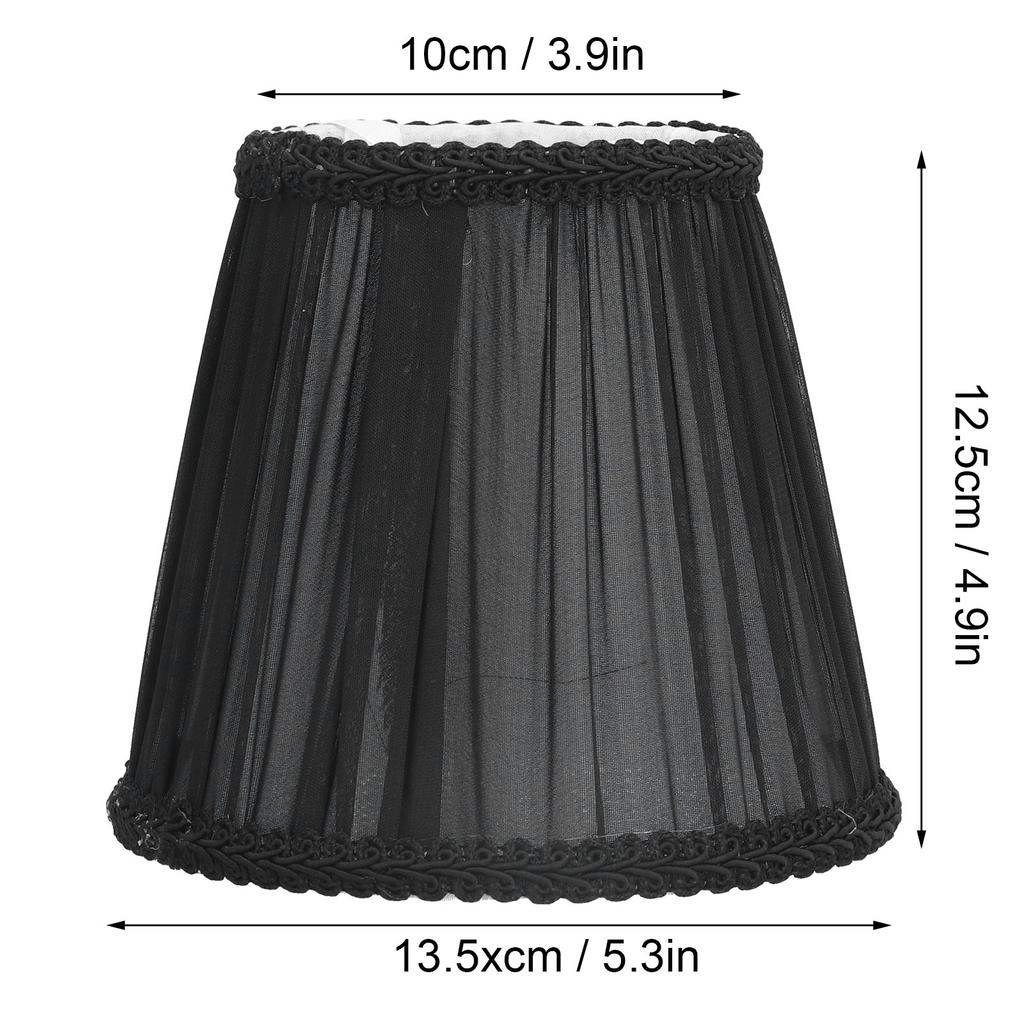 3PCS E14 ClipOn Cloth Lamp Shade Modern Fabric Lampshade Table Light Cover for Candle Chandelier(Black )