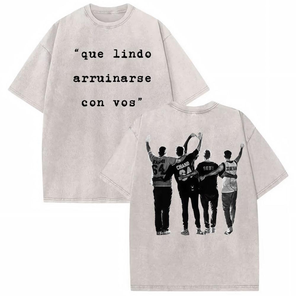 Rock Band Tan Bionica Chano  Graphic T Shirt Men Women Harajuku Streetwear Tshirt  Cotton Oversized Vintage Washed Tshirt