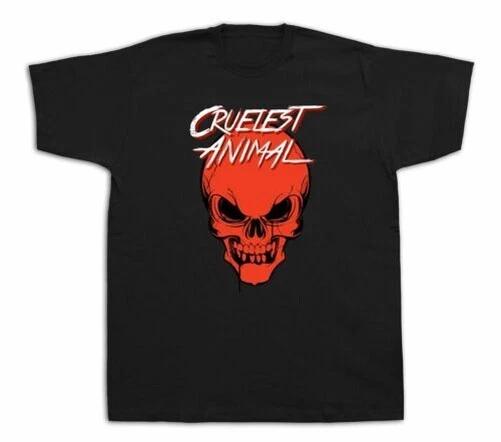 New Mens Cotton T-Shirt Print Cruelest Animal Freak Skull Funny Fashion L