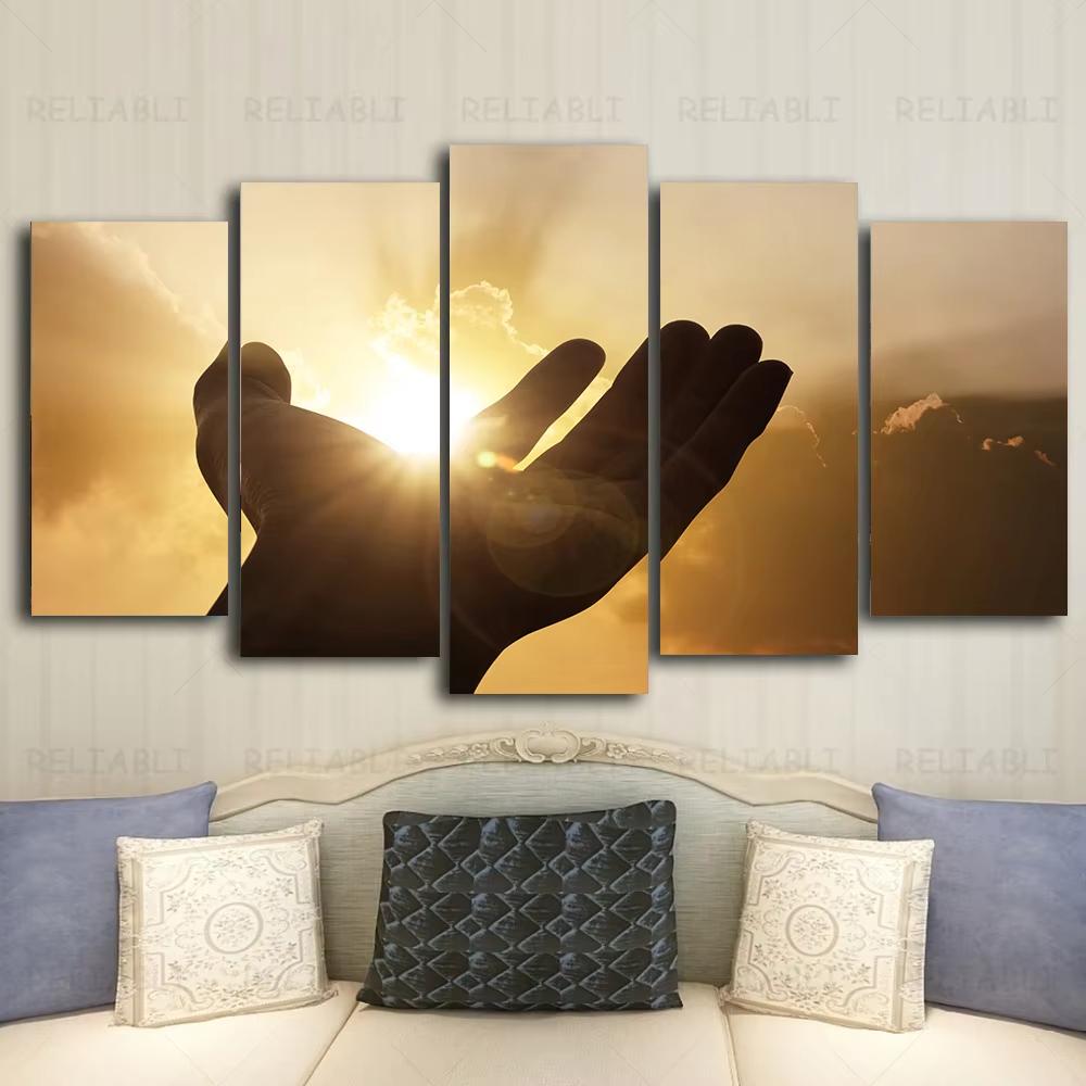 

5pcs Jesus Hands Praying Crosses Canvas Painting Wall Art Christian God Posters and Prints for Living Room Decor Unframed 20x35-20x45-20x55cm