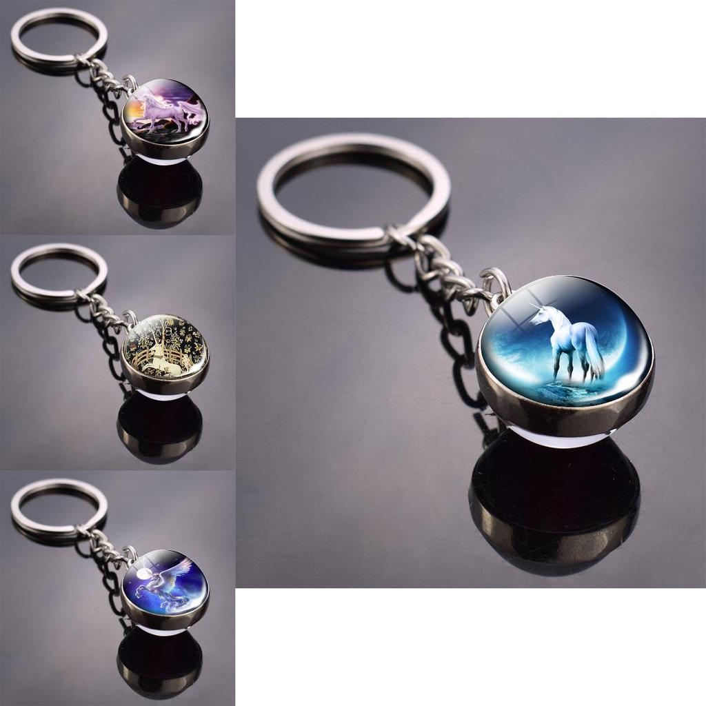 Unicorn Pattern Jewelry With Round Zinc Alloy Glass Charm For Gift And Daily Wear