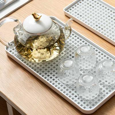 Double Layer Kitchen Storage Tray Draining Board Cups Tableware Drying Plate Fruit Dessert Tea Serving Tray for Home Living Room