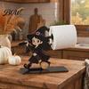Indoor Countertop Tissue Stand Halloween Paper Towel Holder, Wooden Skeleton/Ghost/Cat/Pumpkin/Witch Stand, Holder Gothic Roll Storage Organizer