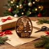Holiday Desktop Decorations 3Pcs Christmas Santa Claus And Tree Ornaments, Wooden Oval Table Natural Wood Crafts Centerpiece, Solid Ornament for Home