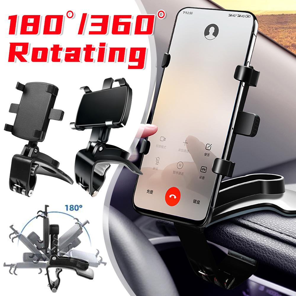 Car Phone Holder 360/180° Rotating Multi-function Instrument Cluster Phone Holder Foldable Rearview Mirror Navigation Bracket