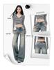 Low-rise, slimming, loose, wide-leg, slightly flared bell-bottom jeans for girls and women, perfect for spring.