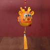 Cute Zodiac Dragon Plush Pendant with Tassel Folk Art Embroidery Pattern Stuffed Animal Mascot
