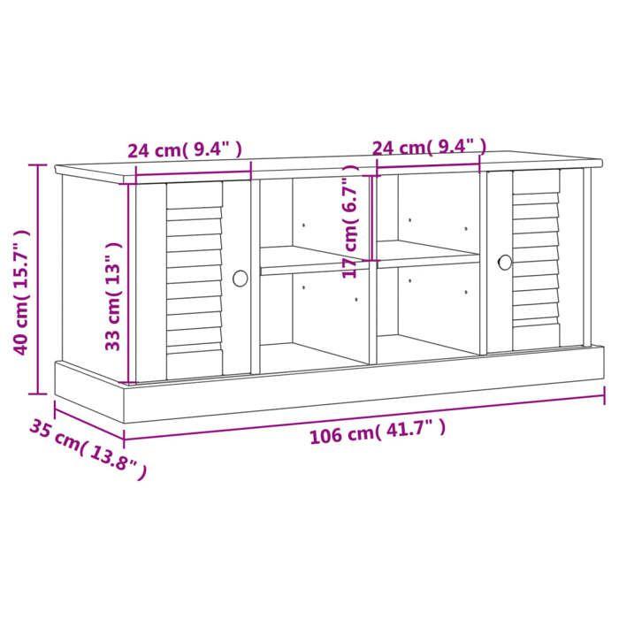 VidaXL Shoe Bench VIGO 106x35x45 Cm Solid Pine Wood 353178