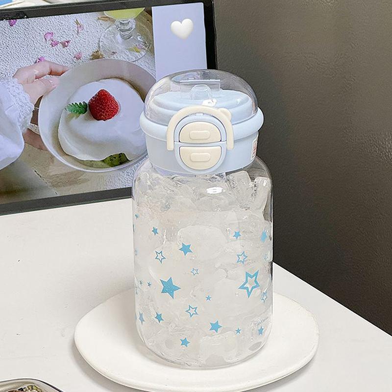 Cute Water Bottle With Straw Portable Plastic Pop-Up Cover Water Cup For Kid Kawaii Bottle Water Leak-Proof Cute Drinking Bottle